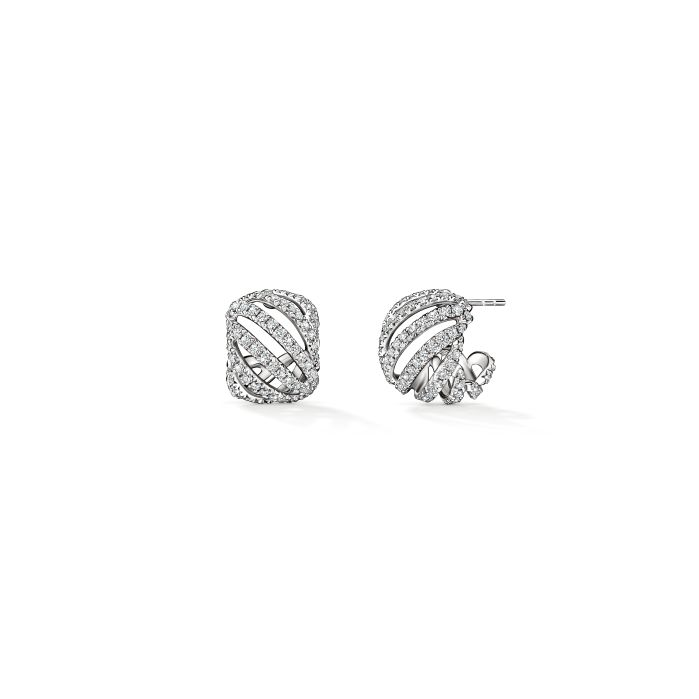 Hearts On Fire 18 Karat White Gold Vela Ethereal Diamond Huggie Earrings 1.12 Cts