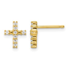 10 Karat Yellow Gold Diamond Cross Earrings 0.16 Ct