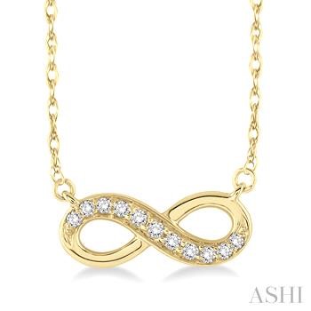 14 Karat Yellow Gold Infinity Pendant With 0.15Tw Round Diamonds