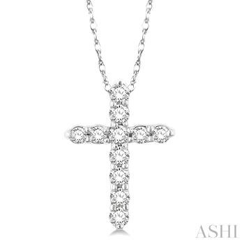 14 Karat White Gold Diamond Cross 0.10 Ct 18 Inch