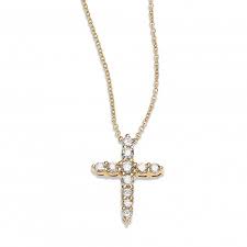 Roberto Coin 18 Karat Yellow Gold Small Diamond Cross Pendant 0.39 Ct 18 Inch