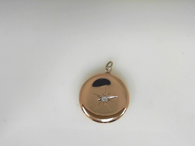 Estate 14 Karat Yellow Gold  Locket Pendant With One 0.09Ct Round I1 Diamond (AS IS)