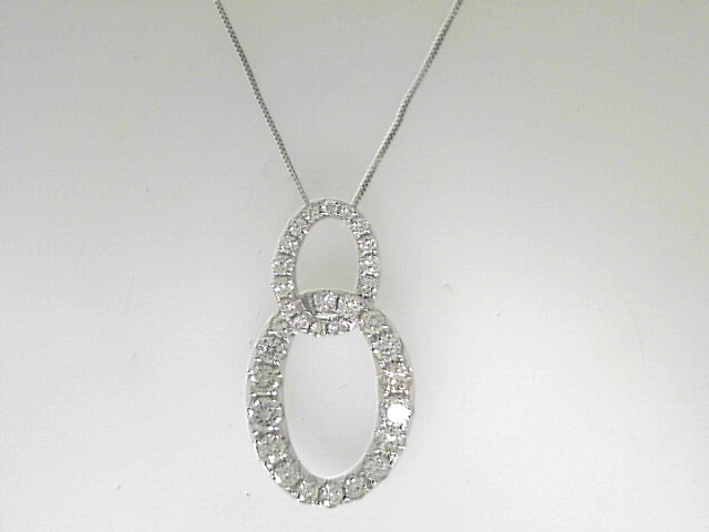 14 Karat White Gold Pendant With 33=1.85Tw Round DiamondsOn 18