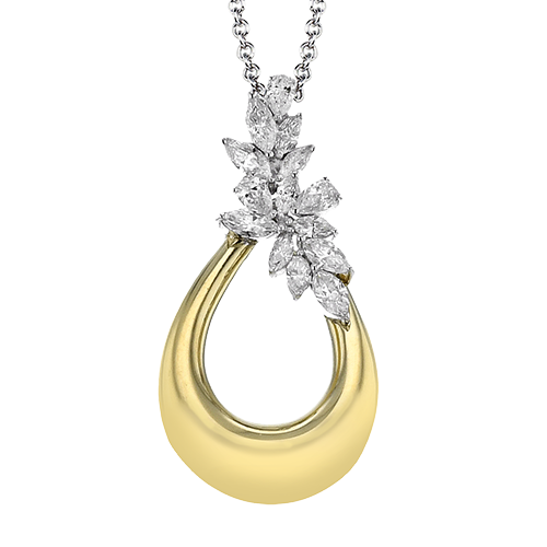 Simon G 18 Karat Yellow And White Gold 0.57 ct Marquise/Pear Shape Diamond Tear Drop Pendant
19 Inch Cable Link