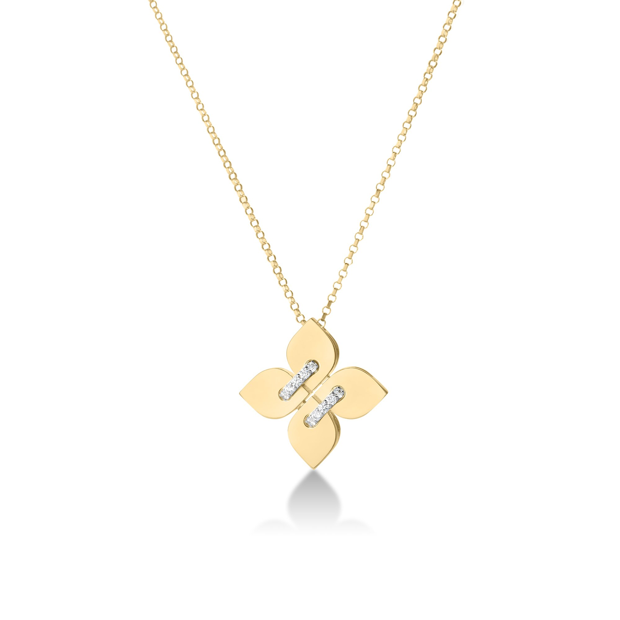 Roberto Coin 18 Karat Yellow Gold Love In Verona Filo 0.07 ct Diamond Flower Pendant 
18 Inch