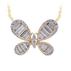 14 Karat Yellow Gold Butterfly  Pendant With 16=1.41Tw Baguette  And 33=0.37Tw Round Diamonds 
Serial #: 18