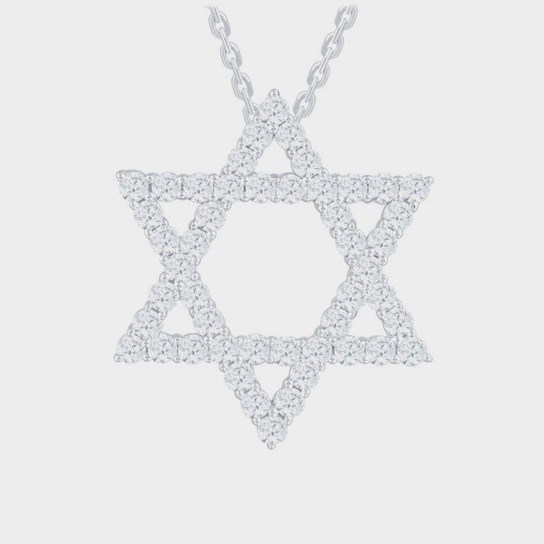 14 Karat White Gold 14 Karat  Star of David Pendant With 1.42Tw Round  Diamonds
Length: 18