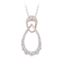 14 KaratYellow Gold Teardrop Pendant With 29=0.54Tw Round  Diamonds On  14 Karat Yellow Gold Chain
Length: 18