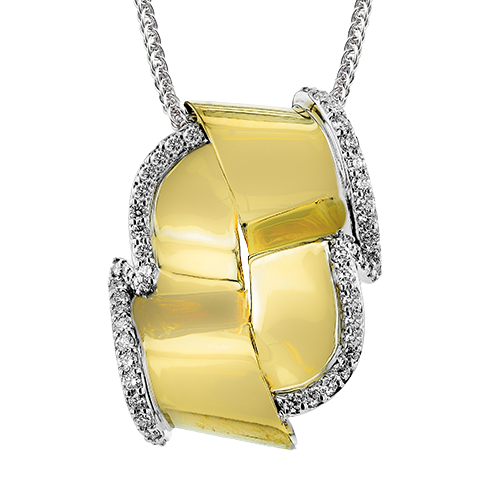 Simon G 18 Karat Yellow And White Gold 0.38 Ct Diamond Abstract Pendant 
19 Inch