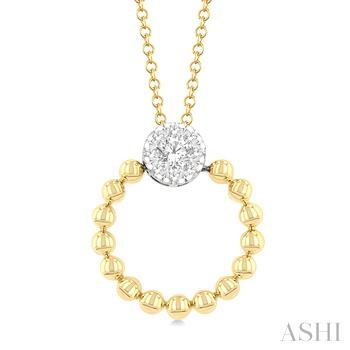 10 Karat Yellow/White Gold Bead Round Shape Lovebright Round Brilliant Cut Diamond Pendant 0.15 Ct
Length: 18 Inch