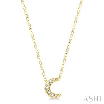 10 Karat Yellow Gold Petite Crescent Moon Pendant With 0.06Tw Diamonds On 18