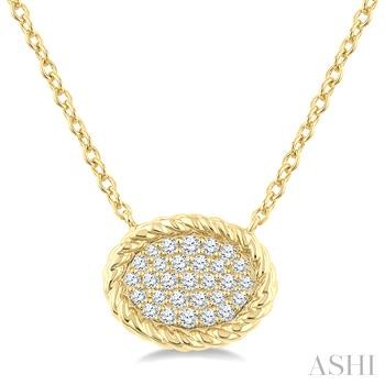 10 Karat Yellow Gold Pave-Set Oval Shape Rope Round Brilliant Cut Diamond Fashion Pendant 0.22 Ct
Length: 18 Inch