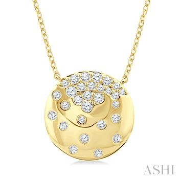 10 Karat Yellow Gold Mosaic Circle Round Brulliant Cut Diamond Fashion Pendant 0.20 Ct
Length: 18 Inch