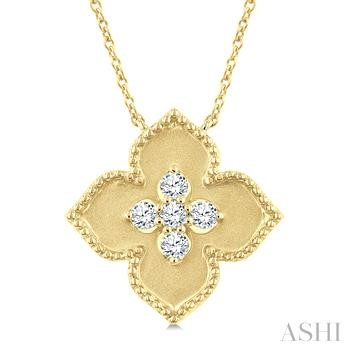 10 Karat Yellow Gold 0.20 Ct Floral Medallion Diamond Pendant
18 Inch