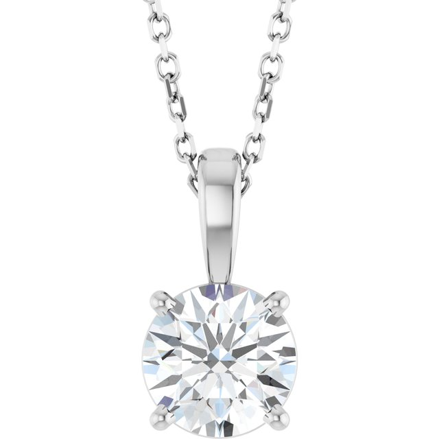 Platinum 0.59 Ct Round Brilliant Cut Diamond Pendant 
17 Inch
