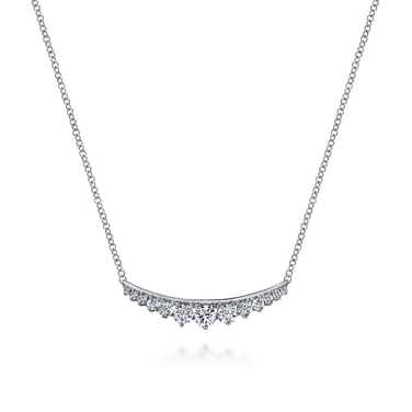 Gabriel & Co14 Karat White Gold Curved Diamond Bar Necklace 0.50Tw
17.5