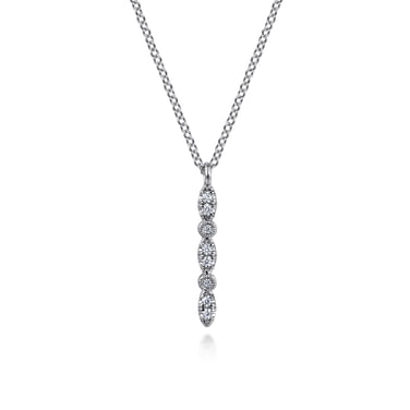 Gabriel & Co14 Karat White Gold Diamond Bar Necklace 0.07Tw
17.5