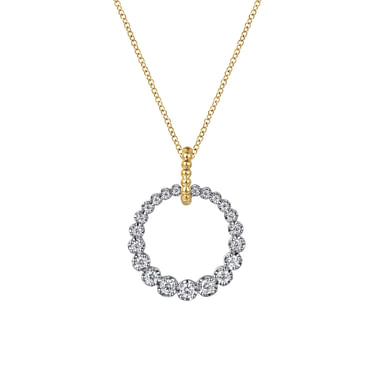 Gabriel & Co14 Karat White and Yellow Gold Diamond Bujukan 20mm Drop Necklace 0.52Tw
17.5