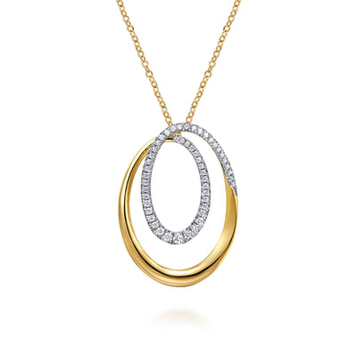 Gabriel & Co14 Karat Yellow Gold Diamond Swirl Pendant Necklace-0.55ct
Length:17.5