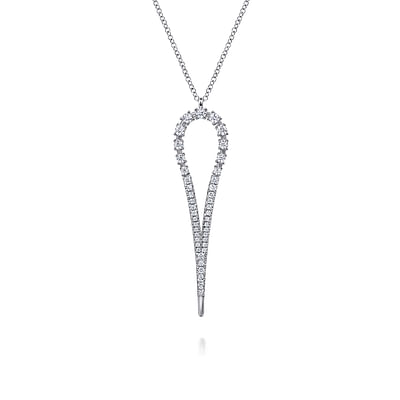 Gabriel & Co14 Karat White Gold Diamond Teardrop Drop Necklace-0.56ct
Length:17.5