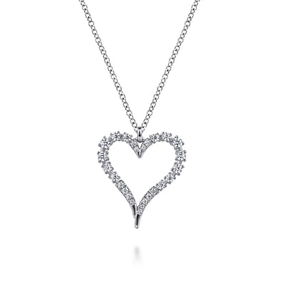Gabriel & Co14 Karat White Gold Diamond Heart Pendant Necklace-0.51ct
Length:17.5