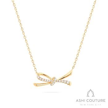 18 Karat Yellow Gold Couture Diamond Bow Pendant 0.25 ct
18 Inch