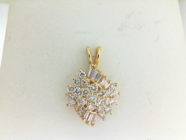 ESTATE  Yellow Gold 14 Karat Pendant With 33=0.90Tw Multi-Shaped Diamonds