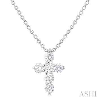 14 Karat White Gold 6 Stone Cross Diamond Pendant 0.25Ct
Length: 18 Inch