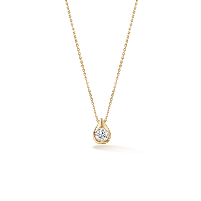 Hearts On Fire 18 Karat Yellow Gold LU Single Diamond 0.24 ct Pendant
 17 Inch