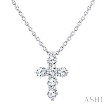 14 Karat White Gold 0.25 Ct Round Brilliant Cut Diamond Cross Pendant 
18 Inch