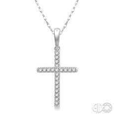 10 Karat White Gold Diamond Cross Pendant 0.10 ct 
Length: 18