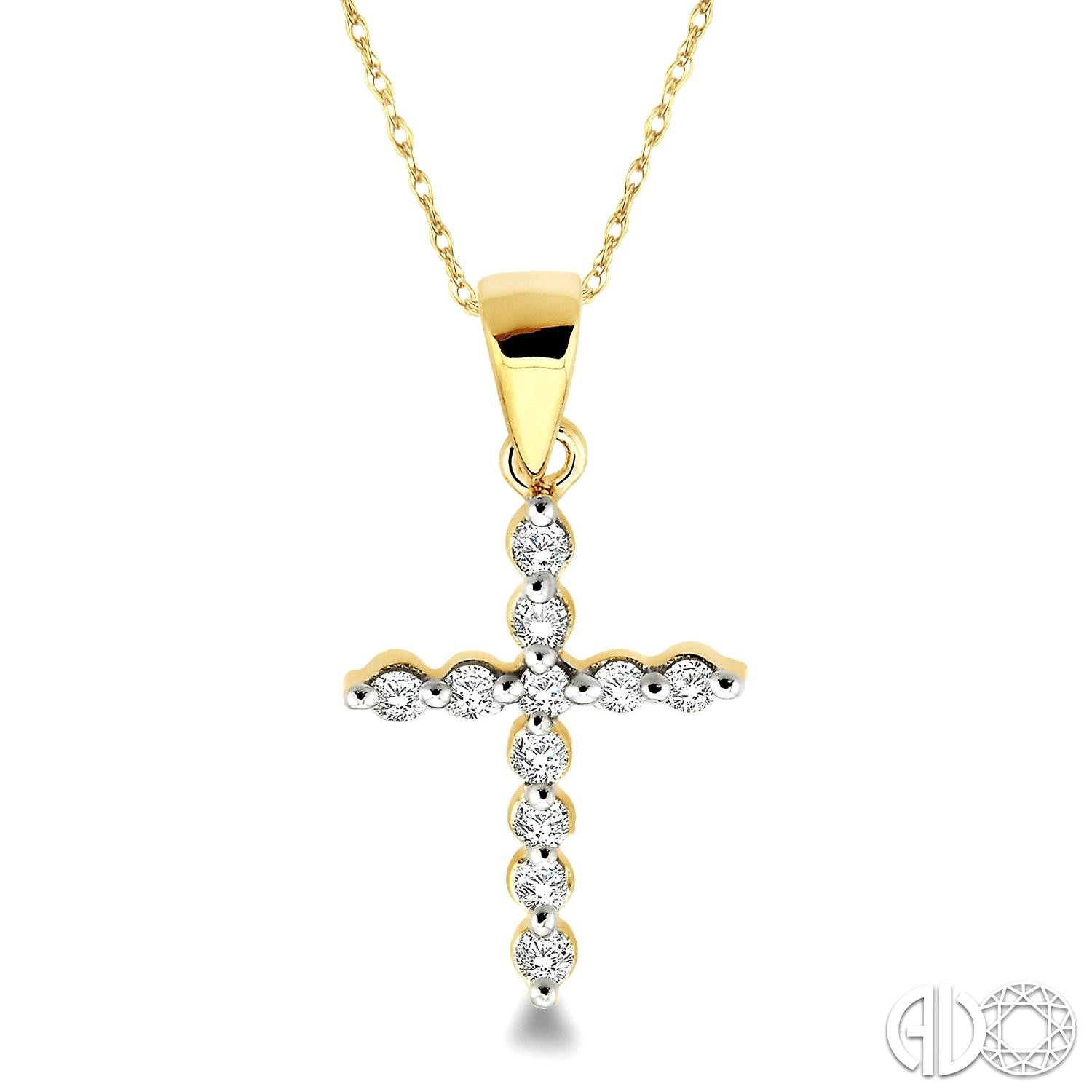 14 Karat Yellow Gold Cross Pendant With 0.10Tw Round Diamonds
18 inch