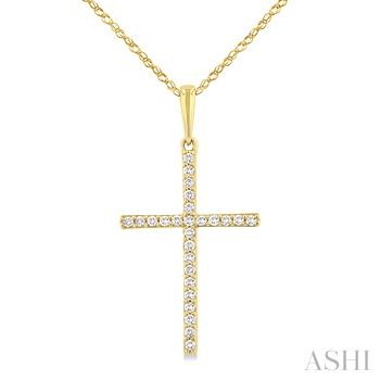 10 karat yellow gold 0.10 ct diamond cross pendant 
18 inch