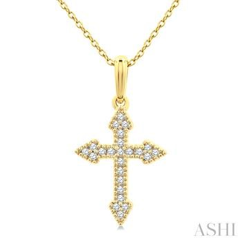 10 Karat Yellow Gold Single Cut Diamond Petite Cross 
18 inch