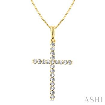 14 Karat Yellow Gold 0.25 Ct Round Brilliant Cut Diamond Cross Pendant
18 Inch