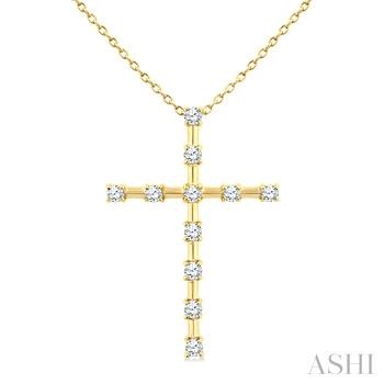 14 Karat Yellow Gold Floating Diamond Cross 0.25 Ct
18 Inch