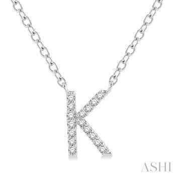 14 Karat White Gold 0.05 ct Diamond Initial K Pendant