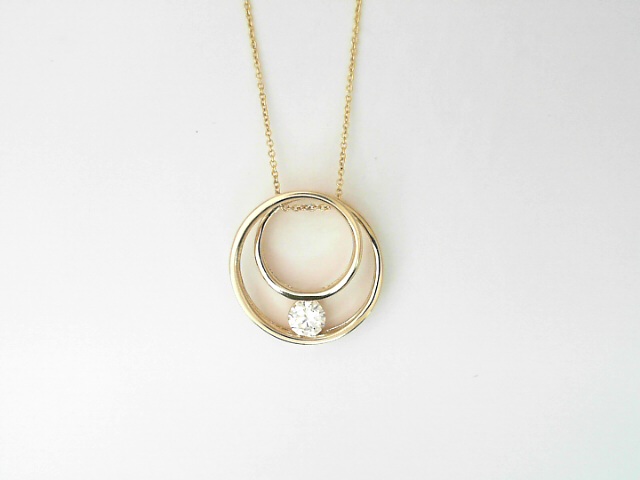 14 Karat Yellow Gold Round Brilliant Cut Diamond Circle Pendant 0.29 Cts
Length: 18 Inch