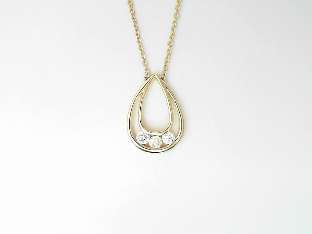 14 Karat Yellow Gold Round Brilliant Cut Diamond Pendant 0.33 Cts 
Length: 18 Inch