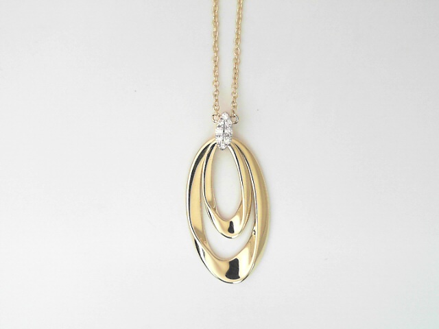 14 Karat Yellow Gold Single Cut Diamond Double Oval Pendant 0.05 Cts 
Length: 16 - 18 ''