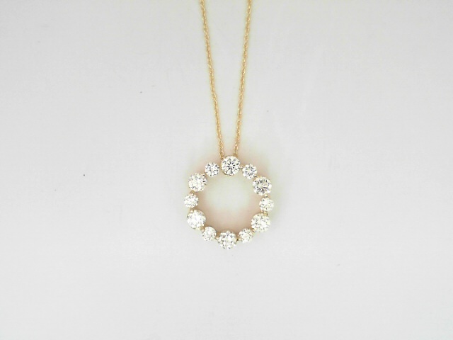 14 Karat Yellow Gold Round Brilliant Cut Diamond Altenating Circle Pendant 0.85 Cts
Length: 18 Inch