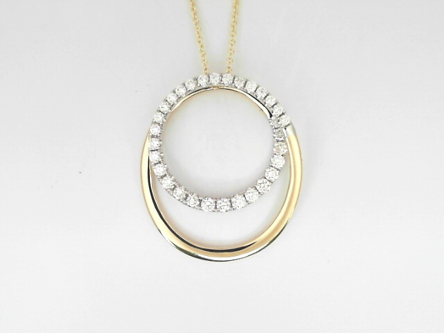 14 Karat Yellow Gold Round Brilliant Cut Diamond Loop Pendant 0.86 Cts 
Length: 18 Inch