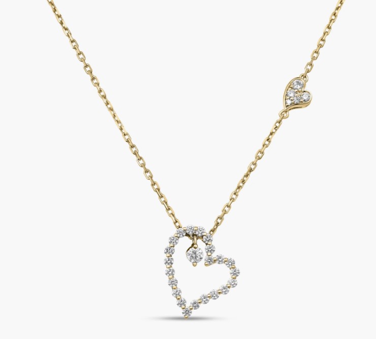 Roberto Coin 18 Karat Yellow Gold Diamond Princess Heart Necklace 0.40Cts 
Length:16 - 18 Inch