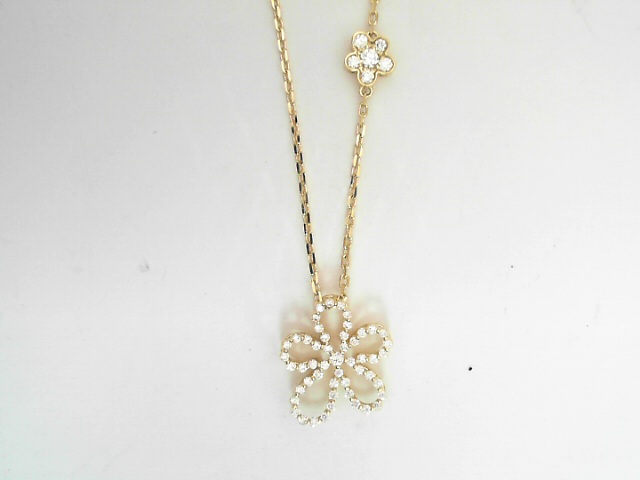 Roberto Coin 18 Karat Yellow Gold Jasmine Pavé Diamond Outline Flower Necklace 0.30Cts
 Length: 16 - 18 Inch