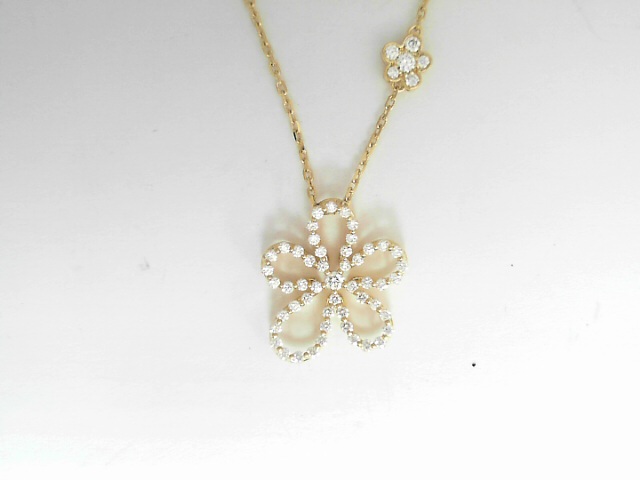 Roberto Coin 18 Karat Yellow Gold Jasmine Pavé Diamond Outline Flower Necklace 0.55Cts
 Length: 16 - 18 Inch