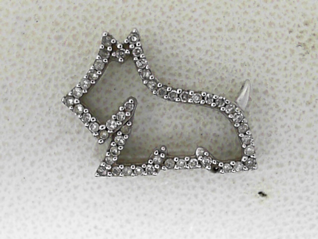 Estate  White Gold 14 Karat Scottie Dog diamond pendant