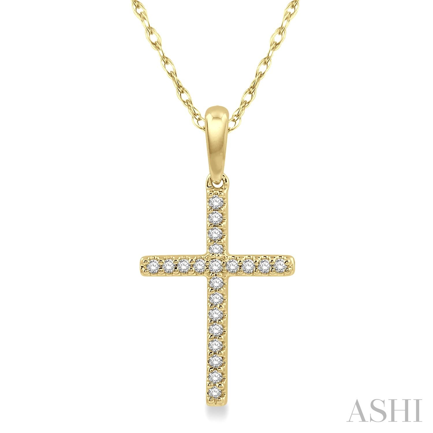 10 Karat Yellow Gold Single Cut Diamond Cross 0.10 ct 
18 Imch