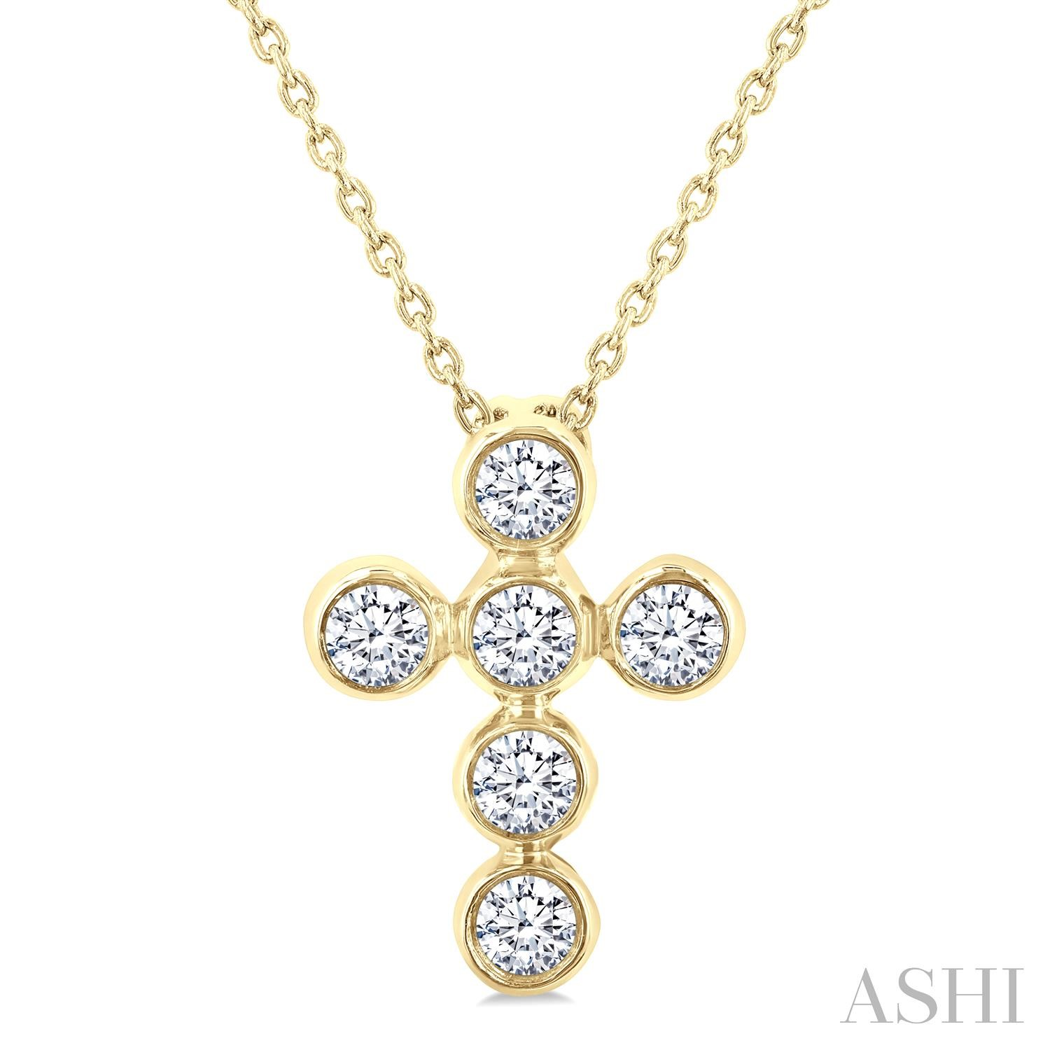 14 Karat Yellow Gold Bezel Set Diamond Cross 0.25 ct
18 inch