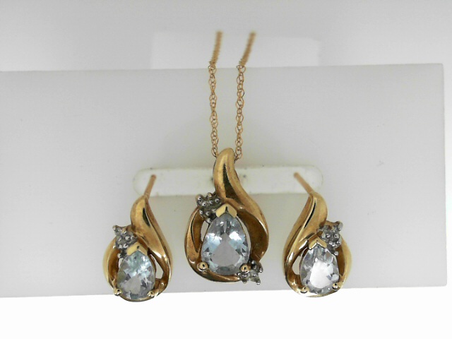 ESTATE  Yellow Gold 10 Karat gemstone Pendant With matching earrings