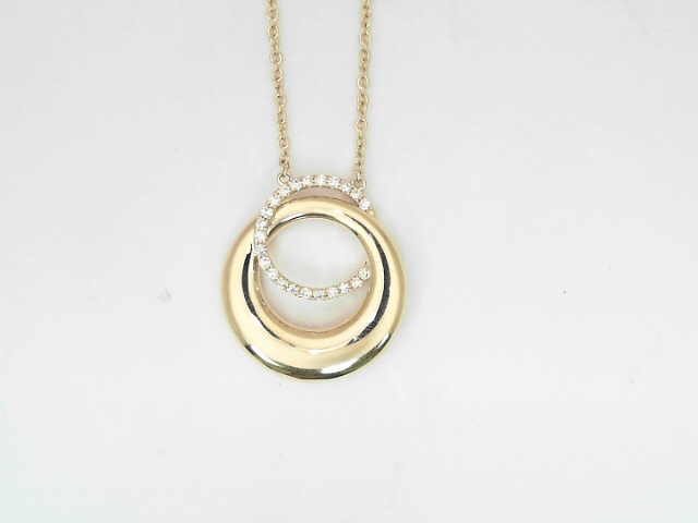 14 Karat Yellow Gold Single Cut Diamond Pendant 0.16 Cts
 Length: 16 - 18 Inch